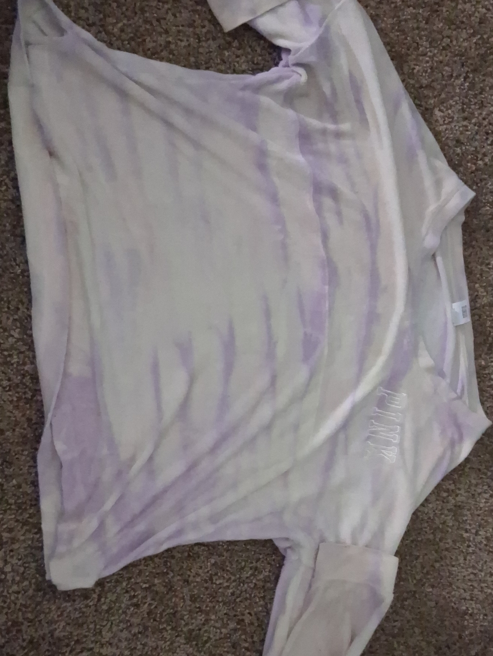 PINK Victoria's Secret Lavender and White Long Sleeve Tee